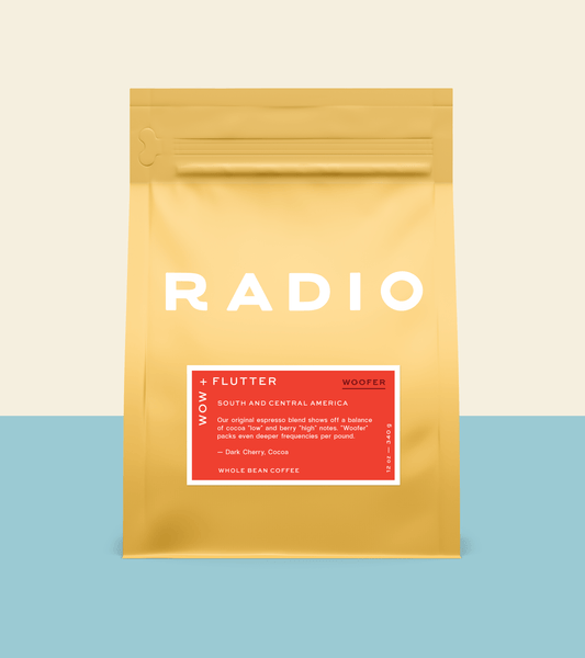 Wow & Flutter Woofer Whole Bean Coffee from Radio Roasters Coffee